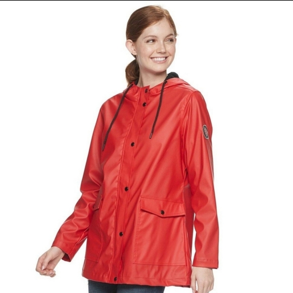 Steve Madden Jackets & Blazers - Madden NYC Steve Madden Raincoat Jacket Red Coat Size Medium Polyurethane